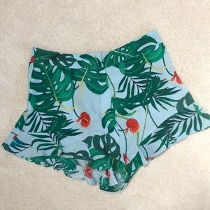 Zara Tropical Print Booty Shorts